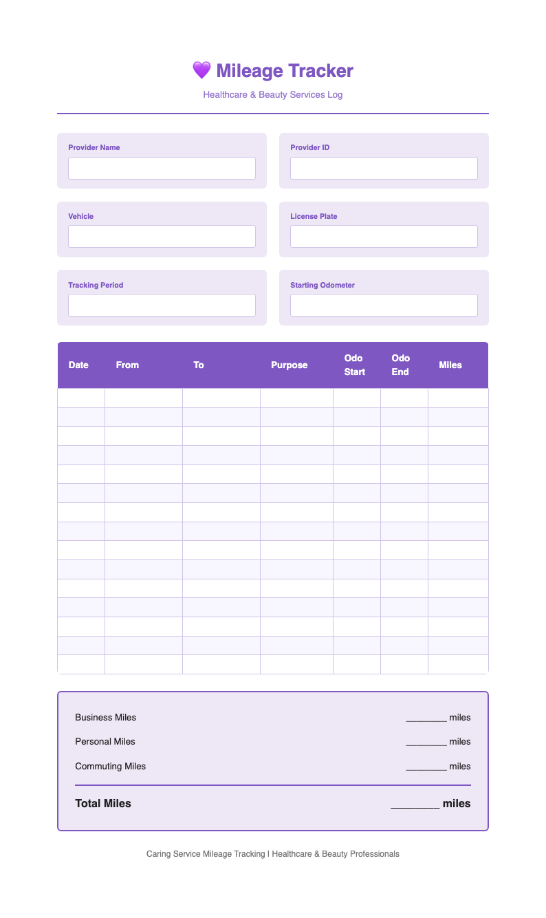 Lavender soft mileage tracker